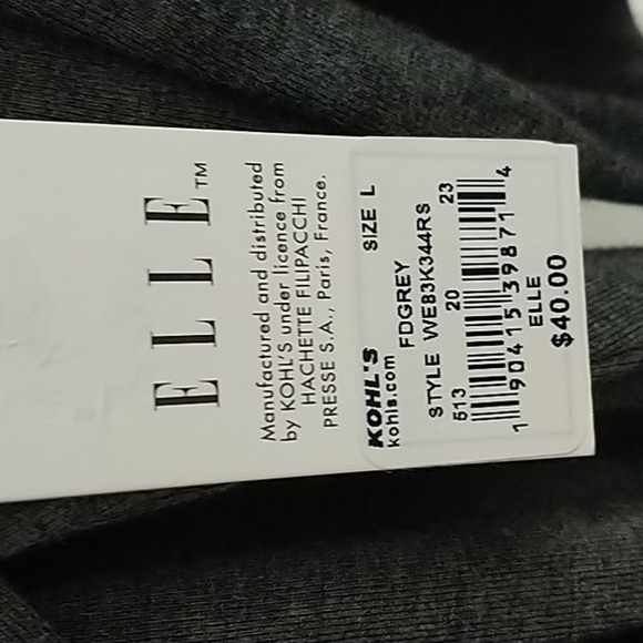 ELLE Grey Side Knot Knit Top L - Picture 8 of 10